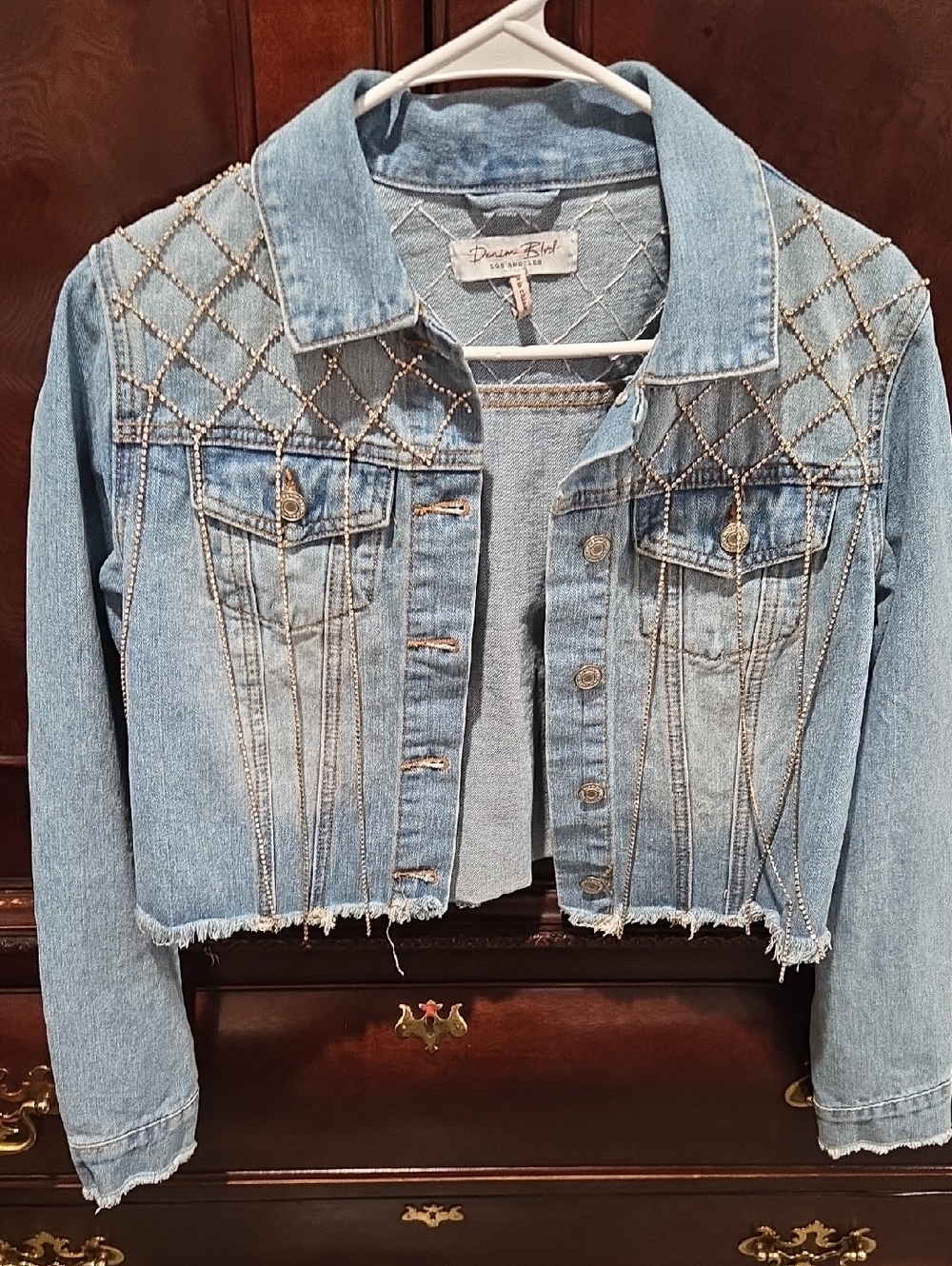 Bejeweled Light Wash Denim Jacket